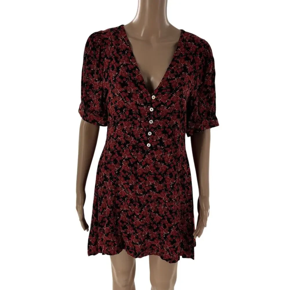 Free People Red Provence Floral Mini Dress